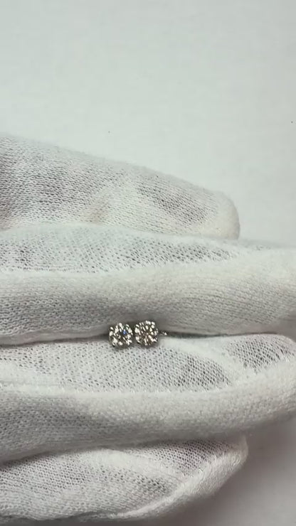 0.60 Carats Round Solitaire Natural Earth Mined Diamond Stud Earring 14K White Gold