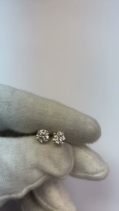 Four Prong Setting Round Natural Earth Mined Diamond Stud Earring 1.50 Carats