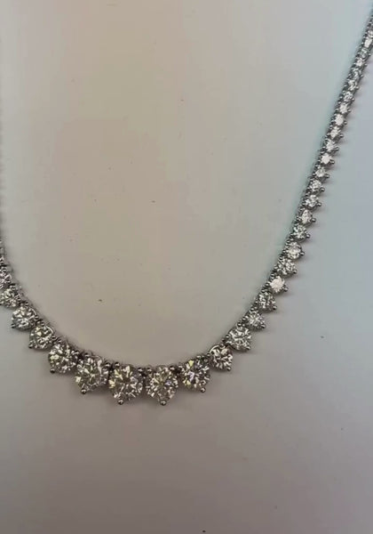 White Gold 14K Women Necklace  Small Round Cut 25.00 Carats Diamonds