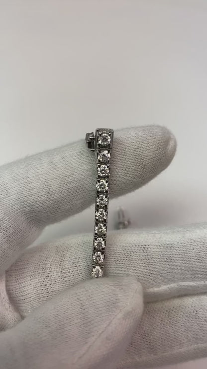Brilliant Cut Natural Earth Mined Diamond Tennis Bracelet 6 Carats White Gold 14K