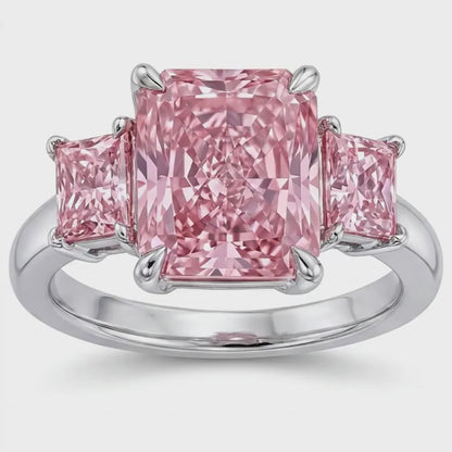 Pink Diamond Anniversary Ring 4.9 Carat Radiant