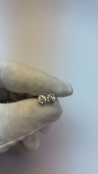 1.5 Ct Sparkling Old Mine Cut Natural Diamond Stud Earring