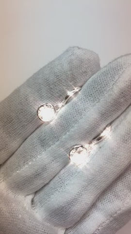 Drop Down Bezel Earrings Round Natural Earth Mined Diamond Pair 0.50 Carats White Gold 14K