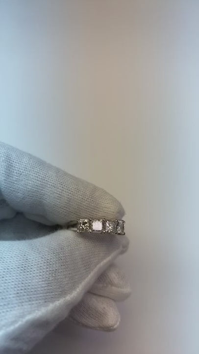 Princess Cut Natural Earth Mined Diamond Ladies Half Eternity Band 2.50 Carat White Gold