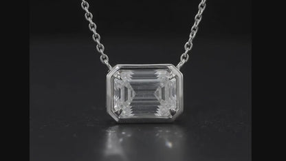 Emerald Cut 1 Carat Natural Pendant 14K White Gold