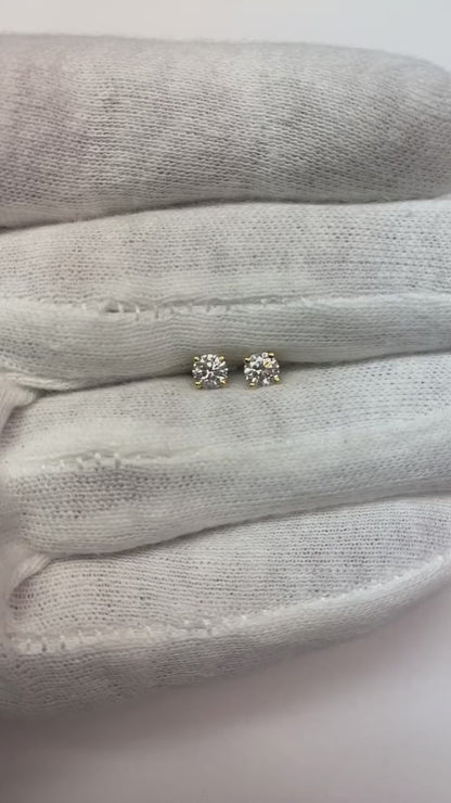 Mined Natural Real Diamond ( Not Lab Grown ) White Gold Stud Dainty Earrings 0.50 Ct. Solitaire