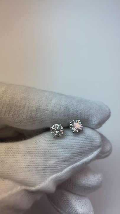 Stud Earrings 1.42 Ct White Gold Earring Round Natural Earth Mined Diamond