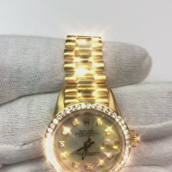 Watch Presidential Style Gold Bezel Diamond Dial Rolex