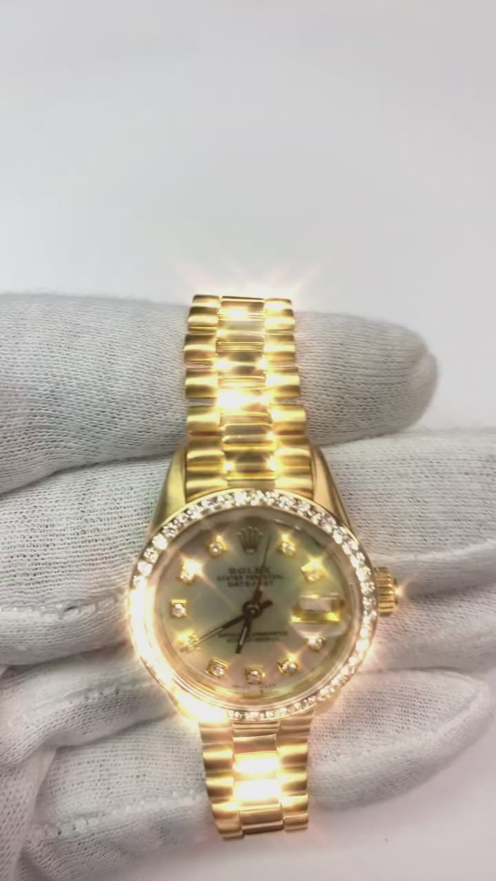 Watch Presidential Style Gold Bezel Diamond Dial Rolex