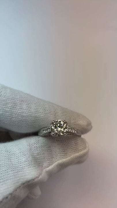 2.50 Carats Round Real Natural Earth Mined Diamond Engagement Ring Milgrain Vintage Style