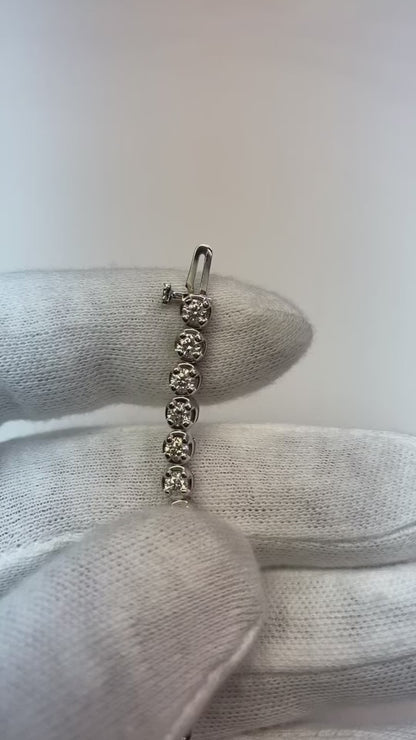 White Gold 14K Sparkling Natural Earth Mined Diamond Tennis Bracelet 7.20 Carats