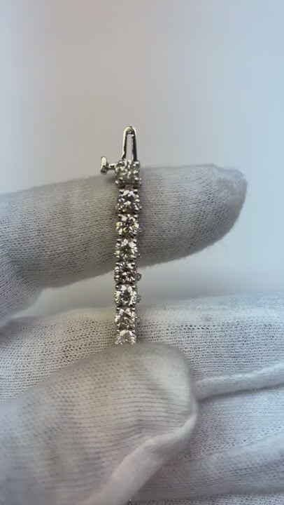 Sparkling Women Natural Earth Mined Diamond Tennis Bracelet White Gold 14K 6.60 Carats
