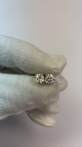 1.50 Carats Mined Diamond Stud Earring Four Prong White Gold 14K