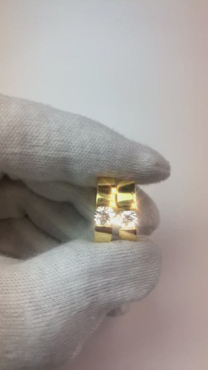 1 Carat Hinged Natural Earth Mined Diamond Solitaire Hoop Earrings Huggies