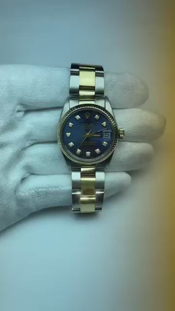 Rolex Lady Datejust 18K Yellow Gold Steel Blue Dial 31mm Watch