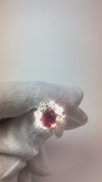 4.55 Carats Ruby And Natural Earth Mined Diamond Ring Women Jewelry Gold 14K
