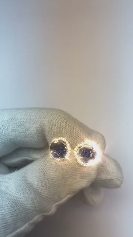 Sri Lanka Sapphire Natural Earth Mined Diamond Cluster Women Gold Earring 4.45 Carats