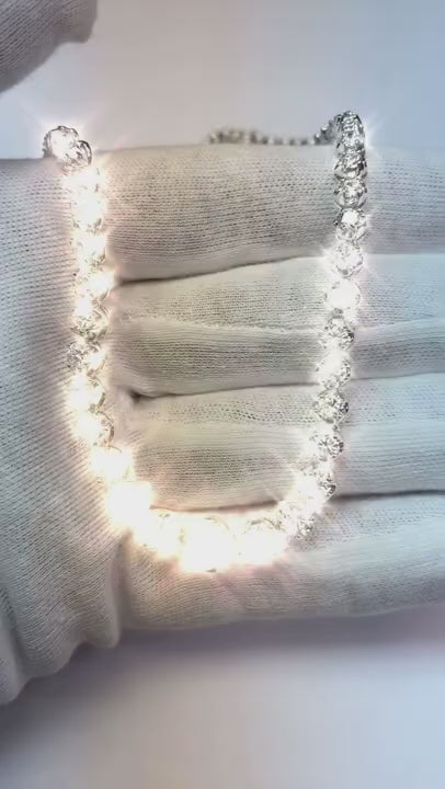 15 Ct Prong Set Round Cut Natural Diamond Diamond Riviera Necklace 14K White Gold