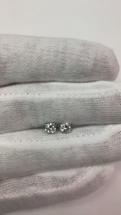 1 Carat Solitaire Round Cut Natural Earth Mined Diamond Stud Earring White Gold 14K