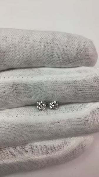 1 Carat Solitaire Round Cut Diamond Stud Earring White Gold 14K