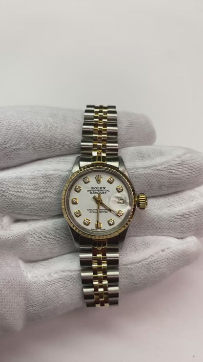 Rolex Datejust Diamond Bezel Lady Watch Ss & Gold Jubilee Bracelet