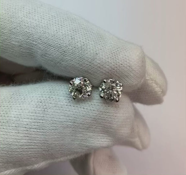 Solitaire 1.80 Ct Prong Set Round Diamonds Stud Earring White Gold