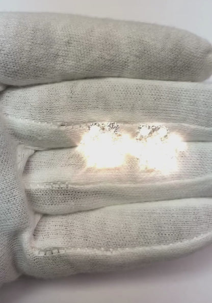 5 Carats Round Natural Earth Mined Diamond Flower Shape Women Stud Halo Earrings