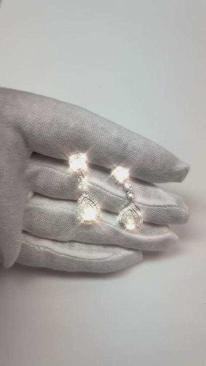 Chandelier Pear Cut Real Natural Earth Mined Diamonds 6 Carat Yellow Gold Earring