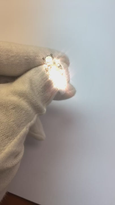 4 Carat Round Natural Earth Mined Diamond Three Stone Engagement Ring White Gold 14K