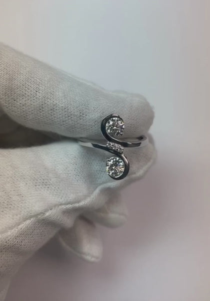 Real  Art Nouveau Jewelry New Toi et Moi Two-Stone Diamond Ring