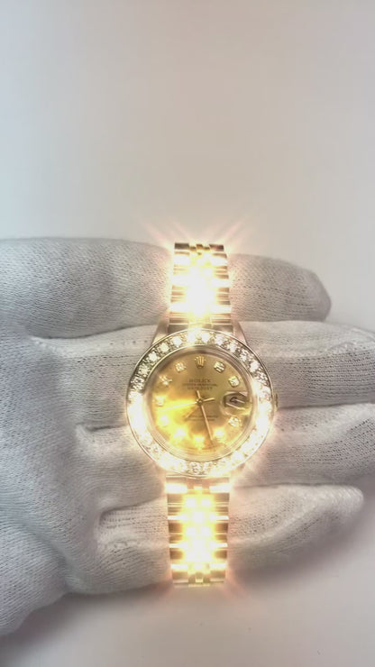 2.50 Carats Round Custom Mined Diamond Bezel Fit To Rolex Datejust Watch 26 mm