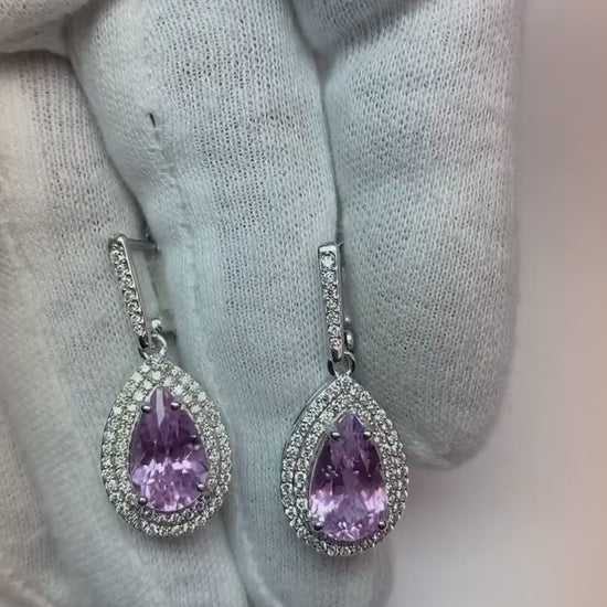 Pink Kunzite And Diamond Lady Dangle Earring Fine Gold Jewelry
