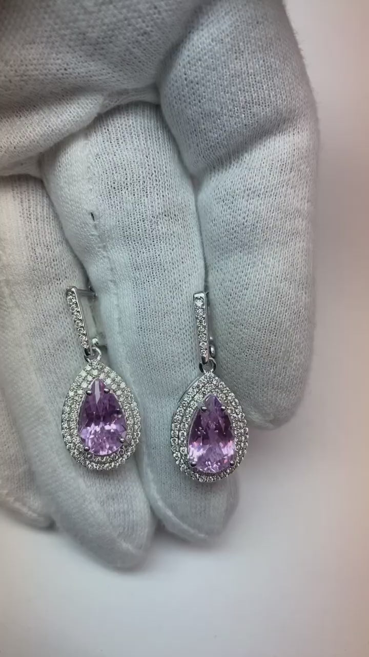 Pink Kunzite And Diamond Lady Dangle Earring Fine Gold Jewelry