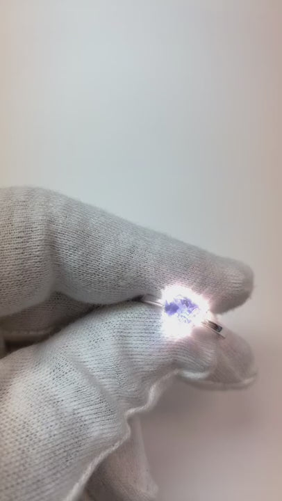 1.50 Carats Tanzanite And Round Natural Earth Mined Diamond Fancy Ring White Gold 14K