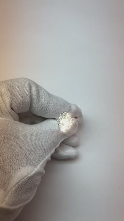 Natural Earth Mined Diamond Ring 7 Carats Marquise Split Shank Halo White Gold Jewelry