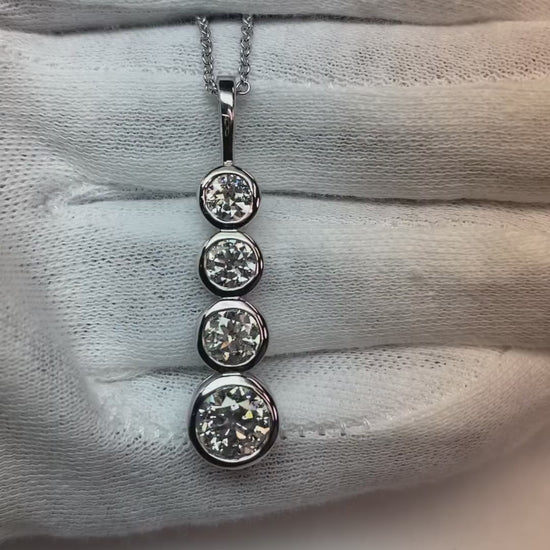 Four Stone Diamond Pendant Old Miner 4 Carats 