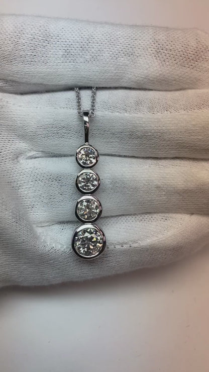 Four Stone Diamond Pendant Old Miner 4 Carats 