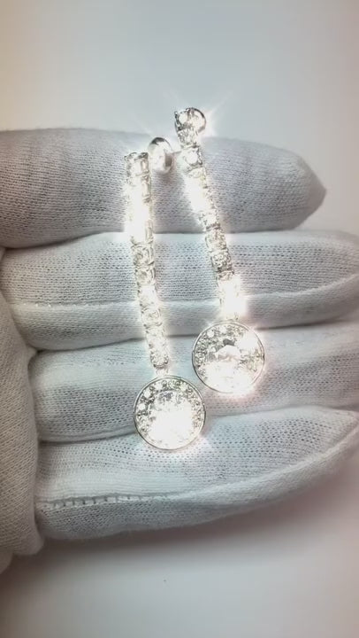 Natural Earth Mined Diamond Drop Earrings White Gold 14K 6.75 Carats