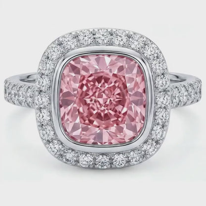 Pink Diamond Ring 4 Carat Cushion