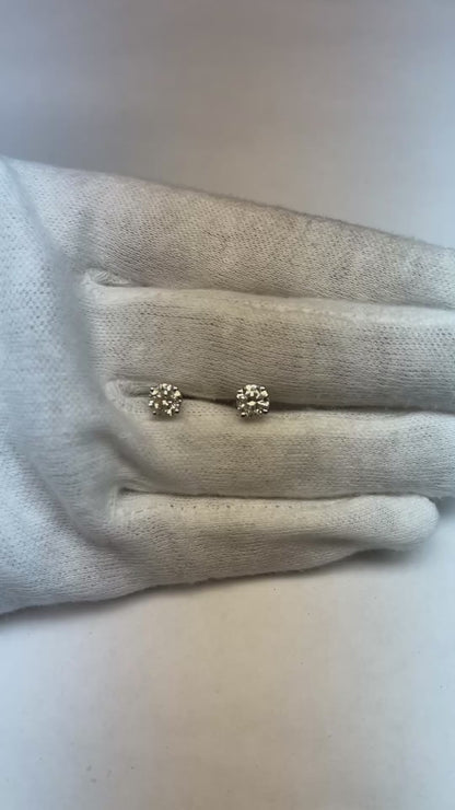 1.50 Carats Natural Earth Mined Diamond Stud Earrings White Gold 14K Women's Jewelry