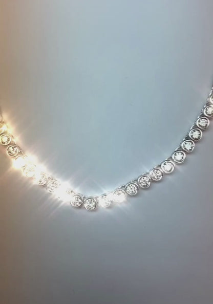 Bezel Set Mined Diamonds Tennis Necklace