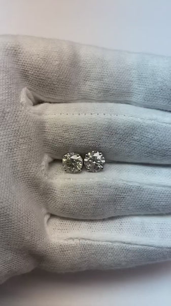 3.01 Carat Diamond Stud Earrings Round White Gold Studs