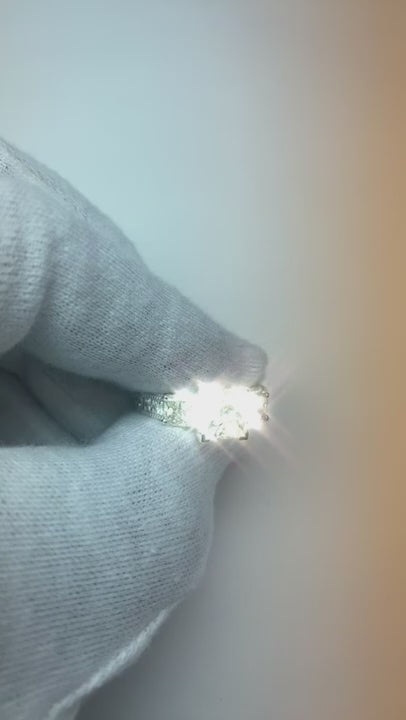 4.26 Ct. Vintage Style Three Stone White Gold Natural Earth Mined Diamond Engagement Ring