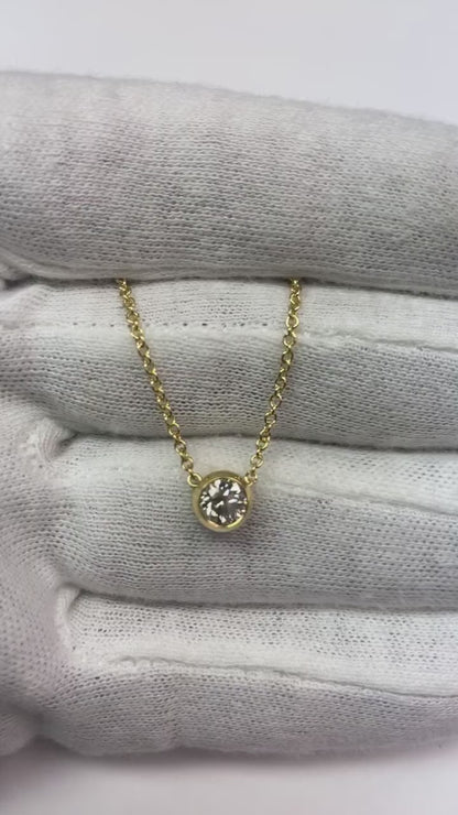 0.75 Carats Round Natural Earth Mined Diamond Ladies Pendant Necklace 14K White Gold