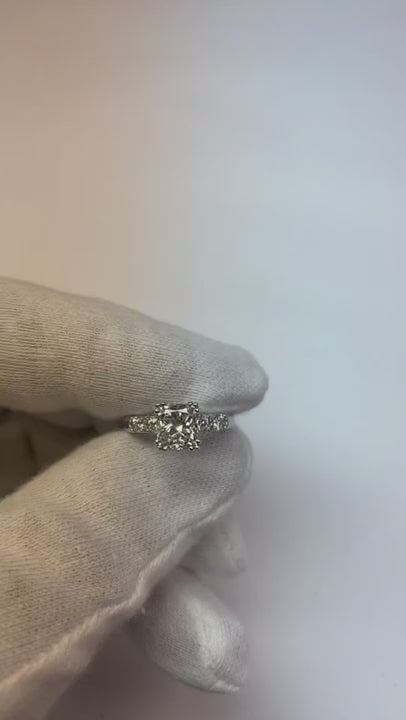 Old Miner Cushion Engagement Real Natural Earth Mined Diamond Ring 2 Carats White Gold 14K