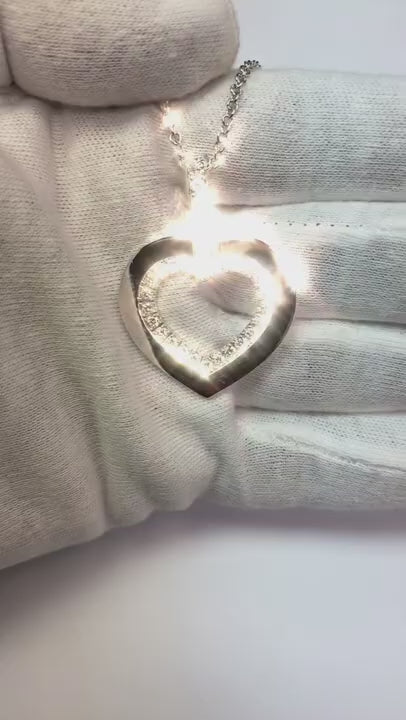1.6 Ct Round Cut Natural Earth Mined Diamond Heart Shape Pendant Necklace