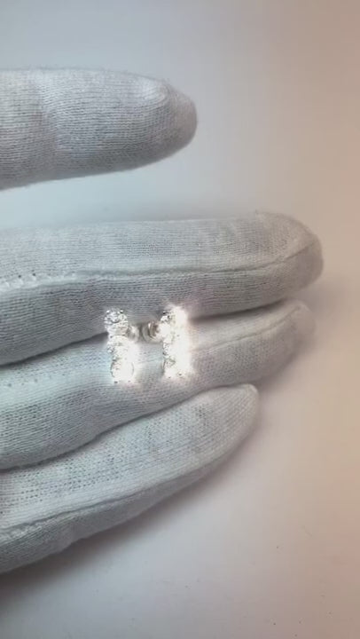 2 Ct Round Prong Set Natural Earth Mined Diamond Drop Earring 14K White Gold