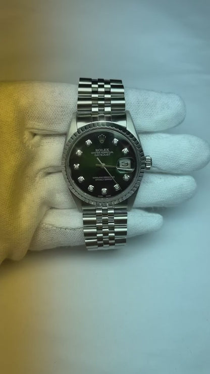 Rolex Datejust 36 mm Green Diamond Dial Stainless Steel Watch
