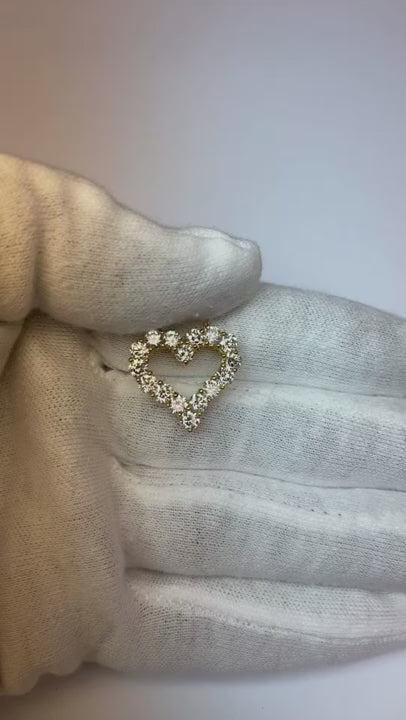1.6 Ct Round Natural Earth Mined Diamond Heart Style Necklace Pendant 14K White Gold