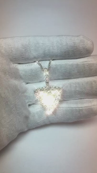 Trillion Shape Halo Natural Earth Mined Diamond Pendant Necklace Without Chain 1.50 Ct. WG